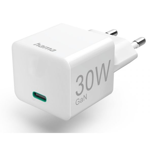 Hama Super Mini univerzális hálózati töltő, USB Type-C, PD, QC, 30W, fehér (201982)